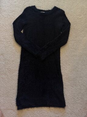 if it were me Black Fuzzy Long-Sleeve Bodycon Dress